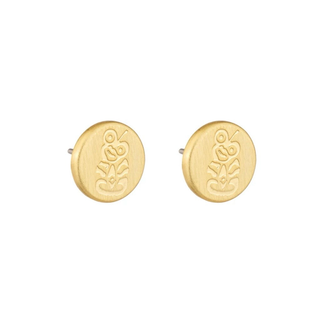 Round Tiki Stud Earrings