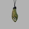 Te Wahi Pounamu Flower Jade Pendant with Koru 70mm