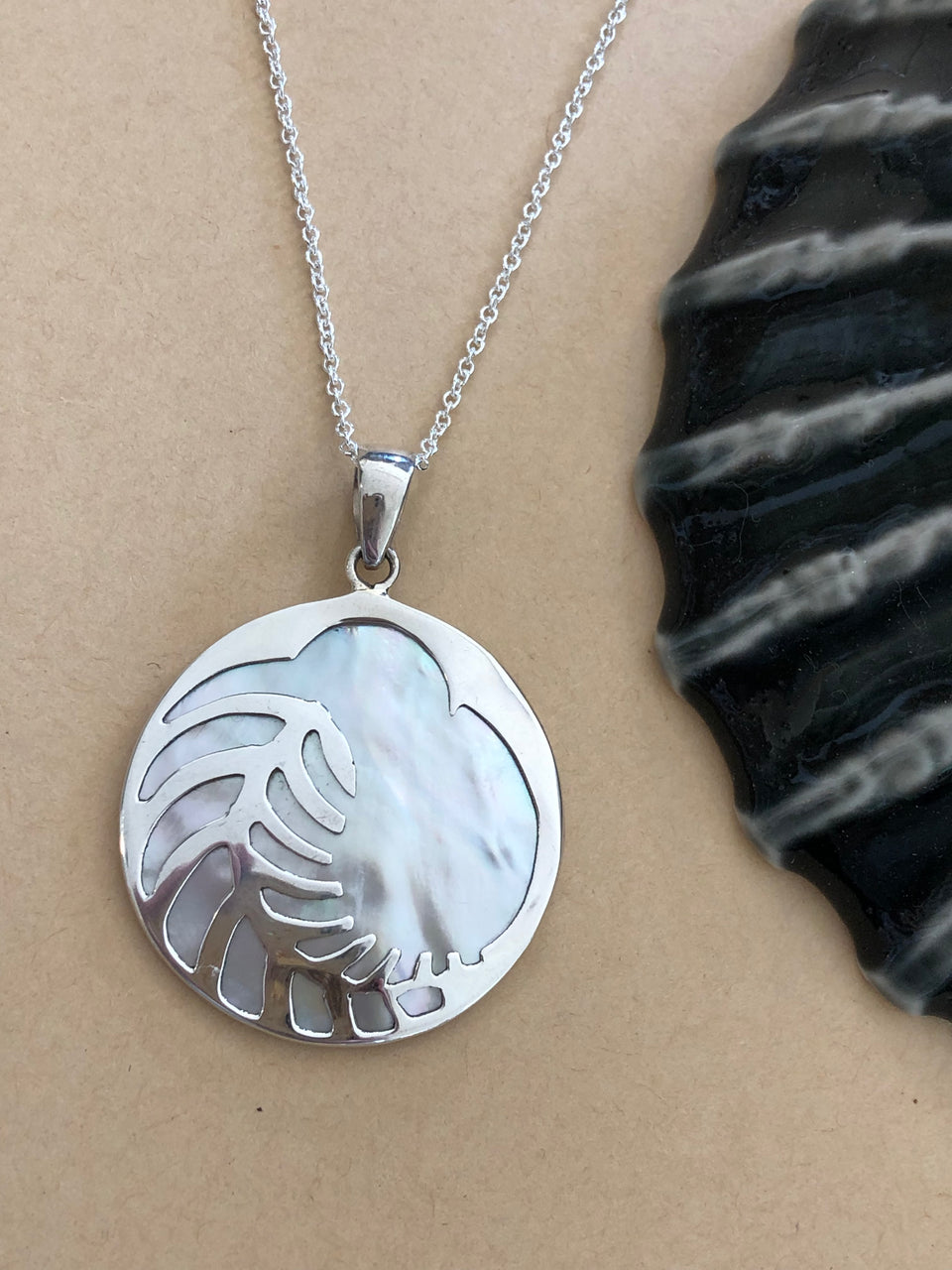 Sterling Silver Fern Kiwi Pendant