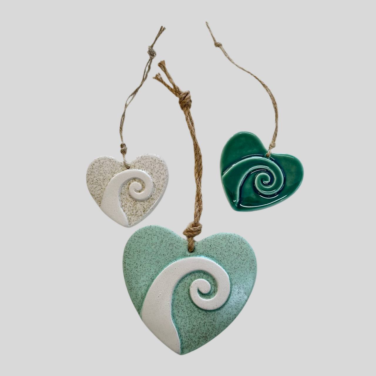 Single Koru Ceramic Heart – Jade Kiwi