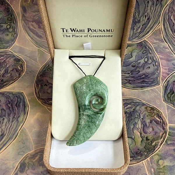 Te Wahi Pounamu Fern with Koru 65mm