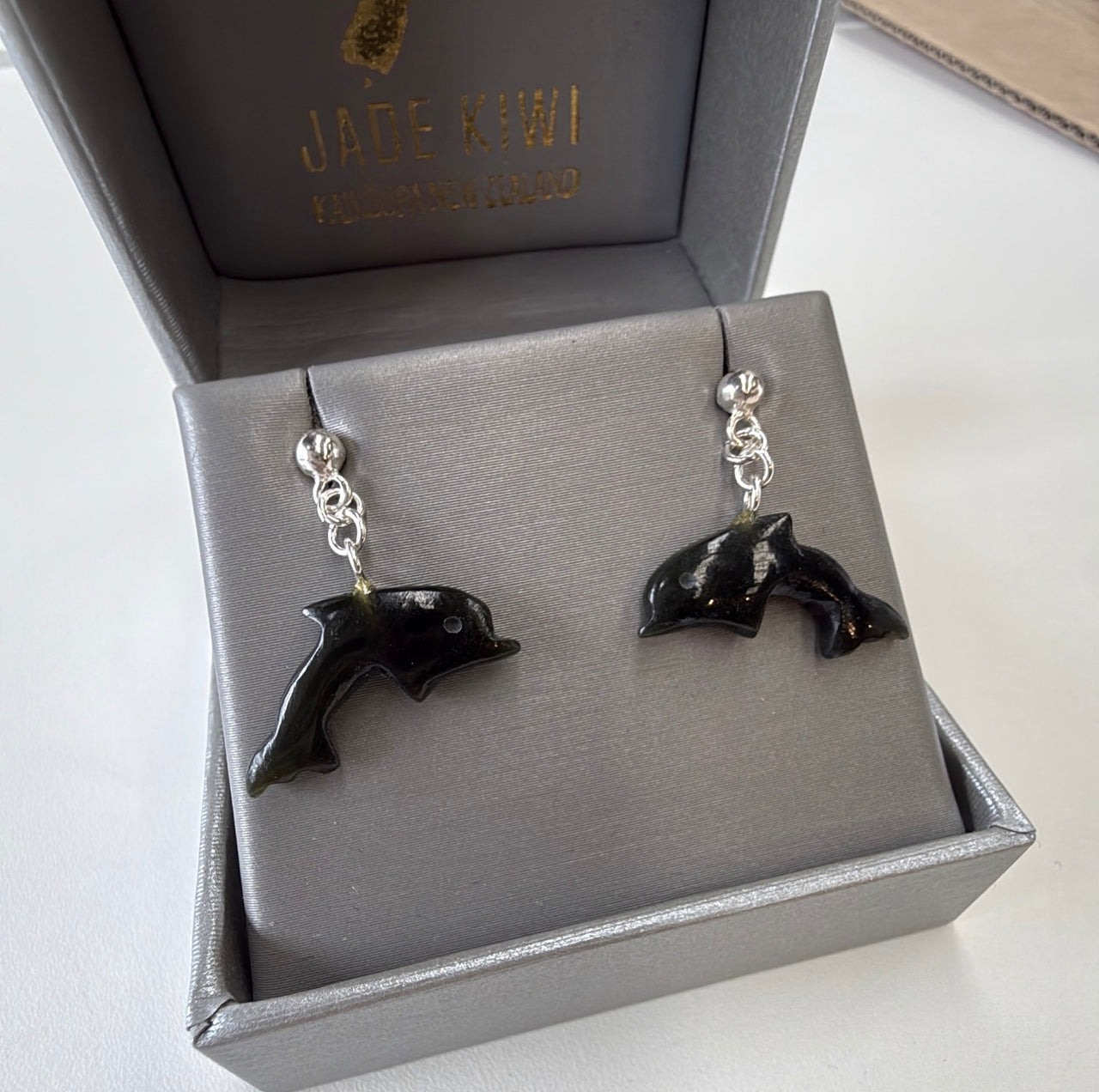 Greenstone Dolphin Earrings