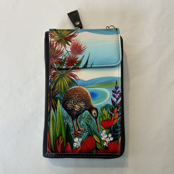 Cell Phone Bag Purse Kiwi in flowers