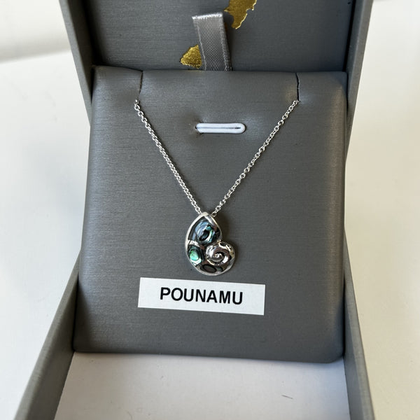 S/S & Paua Spirula Shell  Necklace