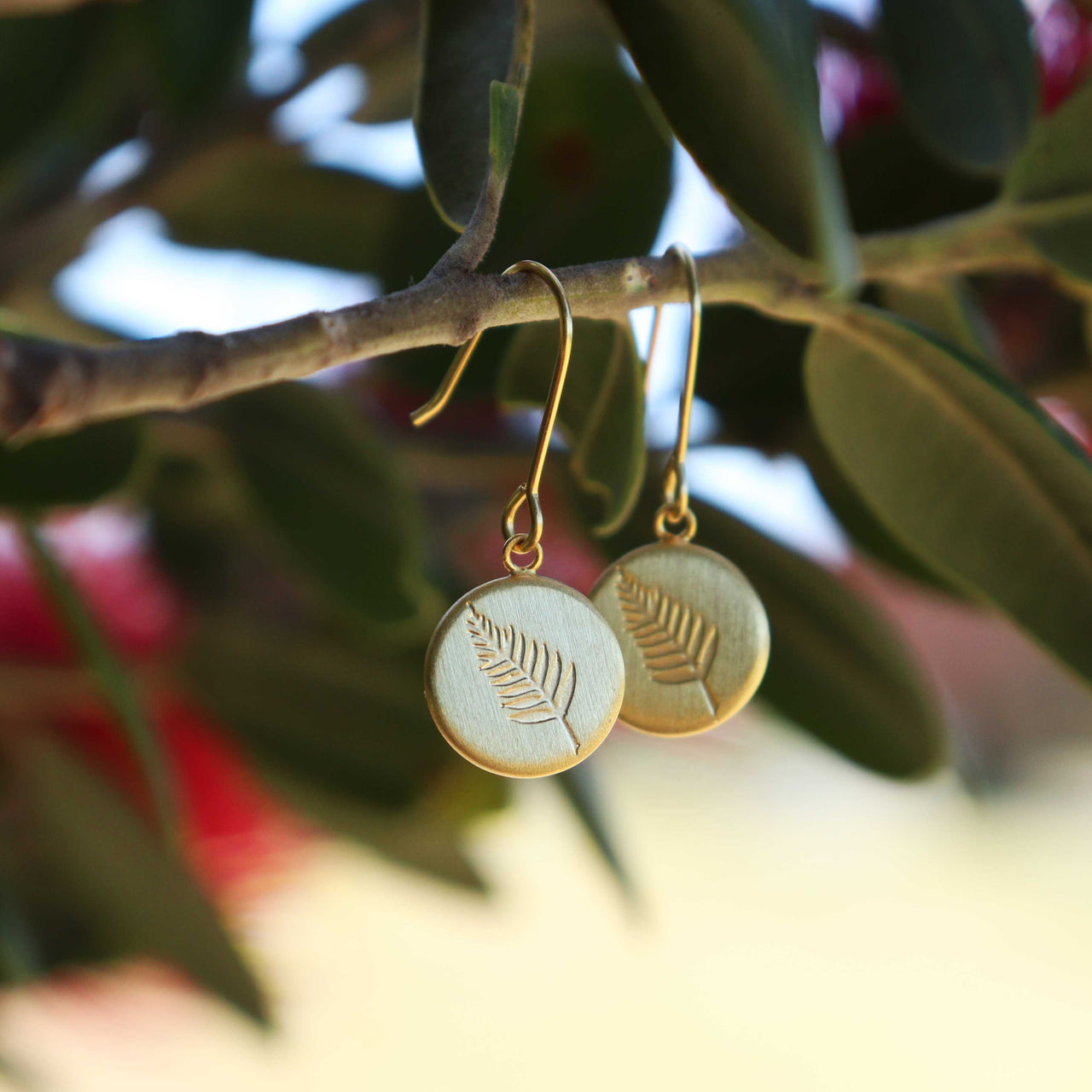 Round Fern Pendant Earrings