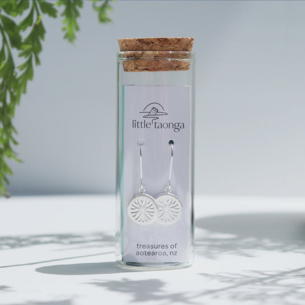 Round Mountain Daisy Pendant Earrings