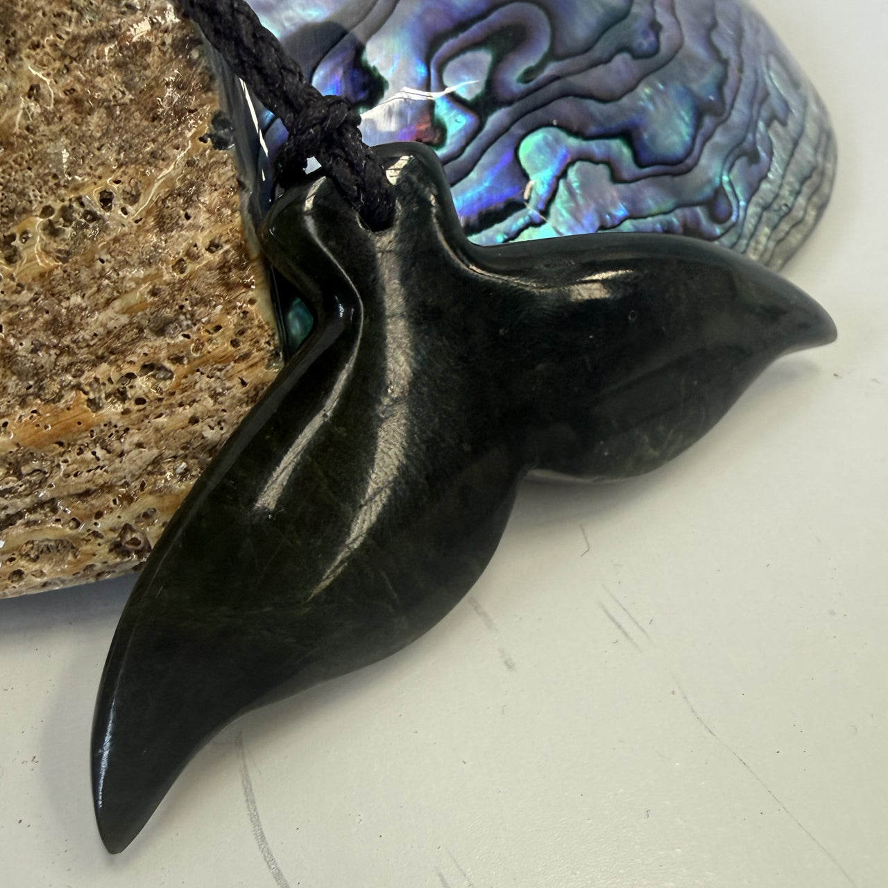 Greenstone Whale Tail Pendant