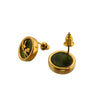 Round Pounamu and Gold Stud Earrings