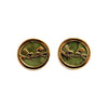 Round Pounamu and Gold Stud Earrings