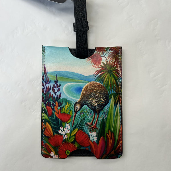 Luggage Tag Kiwi in Flowers