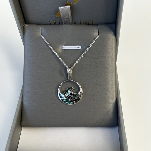 S/S & Paua Wave Necklace 16mm