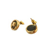 Round Pounamu and Gold Stud Earrings