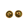 Round Pounamu and Gold Stud Earrings