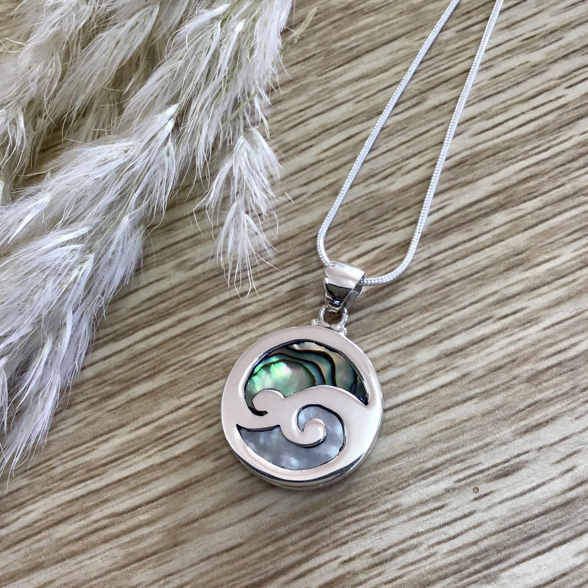 jade kiwi kaikoura sterling silver necklace pendant mother of pearl paua shell