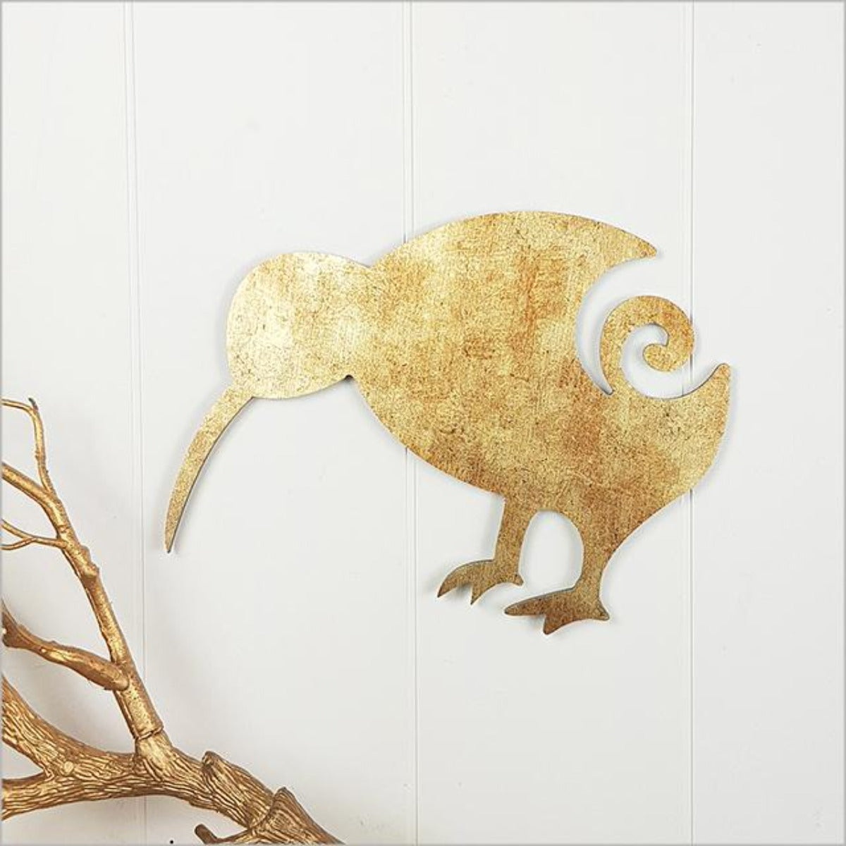 Kiwi Bird Wall Art - Gold Texture