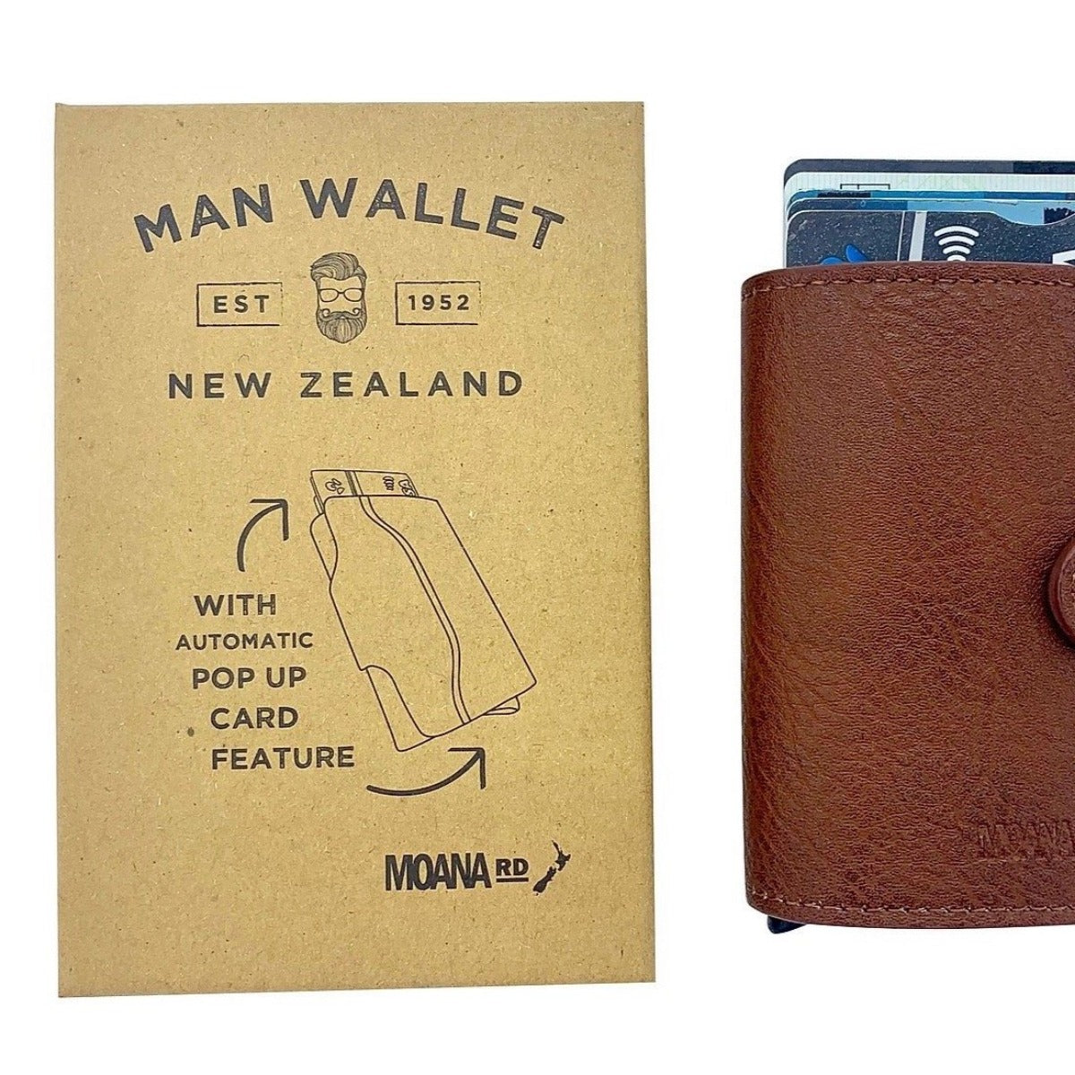 Mens card wallet brown jade kiwi gifts