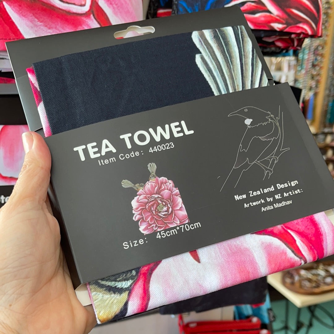 Peony Fantail Tea Towel