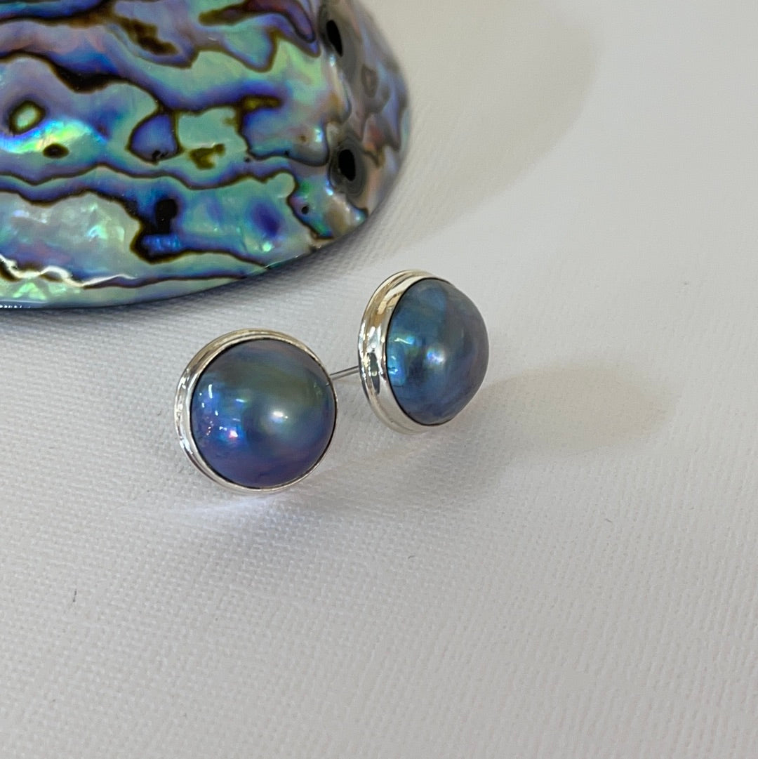 Abalone Pearl Sterling Silver Stud Earrings